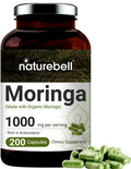 Moringa Capsules (Made with Organic Moringa Powder), 1000mg , 200 Counts, Strong Antioxidant to Repair, Protect, Nurture Your Skin Cells and Support Immune System, Non-GMO