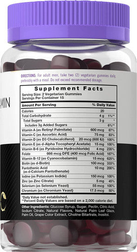 Carlyle Multivitamin Gummies for Men | 30 Count | Natural Blueberry Flavor | Plus B12, D3, and Zinc | Vegetarian Vitamin Supplement