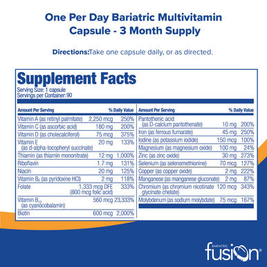 Bariatric Fusion One PER Day Multivitamin Capsule with 45mg 90 Count