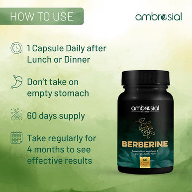 Ambrosial Ambrosial Berberine 60 Veg Capsules (Pack of 1-60 Capsules)