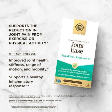 Solgar Joint Ease Age-Defying Nutrition For Men & Women Support Joint Health With Boswellia And Turmeric Extracts Vitamins D & C One Softgel Daily Vegan Dairy Soy And Gluten Free 30 Servings