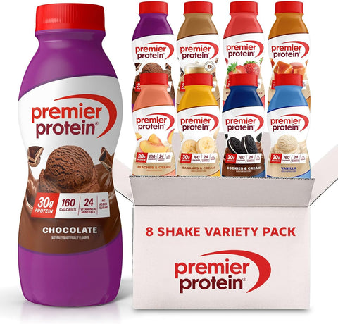 Premier Protein 30g High Protein Shake, 8 Flavor Variety Pack | 160 Calories, 24 Vitamins & Minerals, No Added Sugar, Supports Muscle Health, Gluten-Free, 11.5 oz