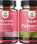 Bundle of Pure Saw Palmetto Capsules and Advanced Thyroid Support Capsules - Extra Strength Saw Palmetto for Women - Adaptogenic Thyroid Supplement with Iodine L Tyrosine Rhodiola and Astragalus Root