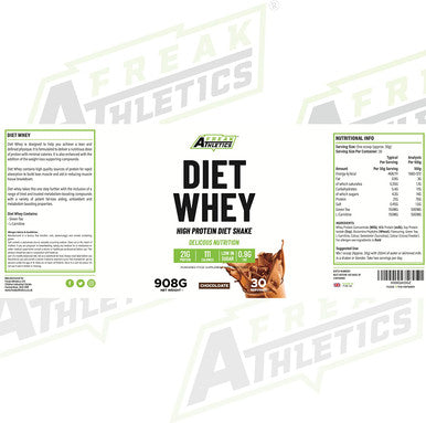 Diet Whey Protein Powder 908g by Freak Athletics - UK Made Diet Shakes - Meal Replacement Shake (Chocolate)