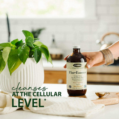 Flora FlorEssence Liquid Tea Blend Gentle Detox and Cleanse Tea with Burdock Root Sheep Sorrel Slippery Elm Watercress Rhubarb Kelp Gluten Free Kosher Vegan 17oz. Glass Bottle