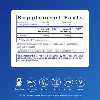 Pure Encapsulations L Theanine 200 mg 60 vcaps