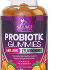 Daily Probiotic Gummies Extra Strength, 5 Billion CFU Probiotics for Men and Women, Digestive Health, Immune Support, Gluten Free, Nature's Non-GMO Supplement, Natural Orange Flavor - 120 Gummies