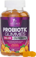 Daily Probiotic Gummies Extra Strength, 5 Billion CFU Probiotics for Men and Women, Digestive Health, Immune Support, Gluten Free, Nature's Non-GMO Supplement, Natural Orange Flavor - 120 Gummies