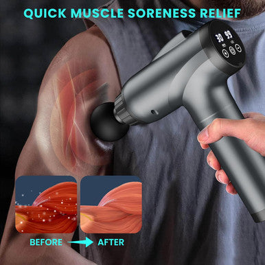 Jqx Massage Gun Deep Tissue, High Percussion Back Neck Massager For Athletes, Handheld Muscle Massager Gun With 30 Speed Levels 9 Replacable Heads, For Men & Women (Grey)
