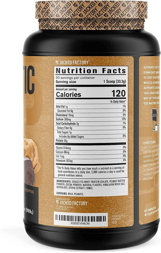 Authentic ISO Grass Fed Whey Protein Isolate Powder Low Carb NonGMO Muscle Building Protein w/No Fillers Mixes Perfectly for Post Workout Recovery Chocolate Peanut Butter 2LB 30sv