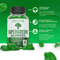 Atlantis Nutrition Supergreens Gummies - Daily Green Superfoods Supplement With Spinach, Broccoli, Moringa, Beet Root, Celery, Green Tea, & Acai For Immunity Support - Natural Raspberry Flavor, 60 Cnt