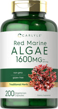 Carlyle Red Marine Algae 1600mg | 200 Capsules | Vegetarian Supplement | Non-GMO Gluten