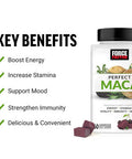 Force Factor Perfect Maca, Maca Root And Dim Supplement With Saffron To Boost Energy And Mood, With Yellow And Black Maca, Vitamins, Minerals, And Antioxidants, Dark Cherry Flavor, 60 Soft Chews