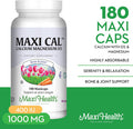 Maxi Health Calcium 1000 Mg Supplement With Vitamin D3 (1000 Iu) And Magnesium (500 Mg) - Bone, Teeth And Joint Support For Men And Women - 180 Capsules - Maxi Cal