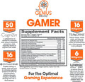 Genius Gamer Elite Gaming Nootropic Focus Brain Booster Supplement Boost Mental Clarity Reaction Time Energy Concentration Eye Vision Vitamins w/Lutein Support Eye Strain 80 Pills