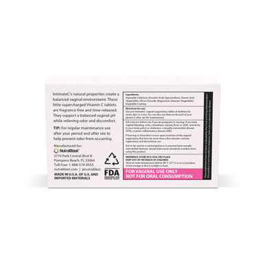 NutraBlast IntimateC Vaginal Odor Suppositories 250mg Ascorbic Acid Supports Odor Control Helps Relieve Vaginal Discomfort Helps Promote Healthy pH 7 Count