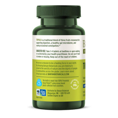Banyan Botanicals Triphala Tablets - Organic Triphala Supplement With Amla, Haritaki & Bibhitaki For Digestion, Elimination & Healthy Gut Microbiome* 90 Tablets Non-Gmo Sustainably Sourced Vegan