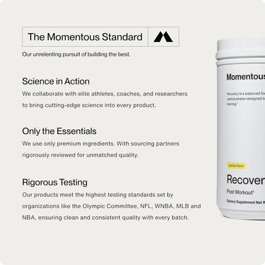 Momentous Recovery Grass-Fed Whey Protein Powder - 20G Post-Workout Whey Isolate Protein - Nsf Certified, Gluten-Free, 15 Servings, Vanilla (Package May Vary)