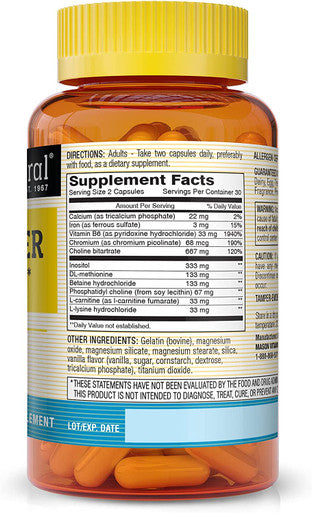 Mason Natural Fat Burner Therapy with Chromium, Calcium and Vitamin B6 - Promotes Healthy Body Weight, Supports Weight Management Goals, 60 Capsules (Pack of 3)