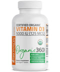 Bronson Vitamin D3 USDA Certified Organic - 5,000 IU 360 Count