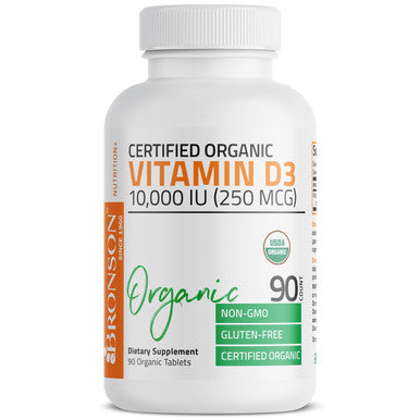 Bronson Vitamin D3 High Dose USDA Certified Organic - 10,000 IU 90 Organic Tablets