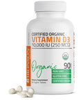 Bronson Vitamin D3 High Dose USDA Certified Organic - 10,000 IU 90 Organic Tablets