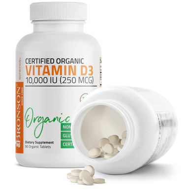 Bronson Vitamin D3 High Dose USDA Certified Organic - 10,000 IU 90 Organic Tablets