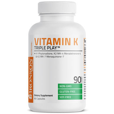 Bronson Vitamin K Triple Play with K1 and K2 - 550 mcg 90 Count