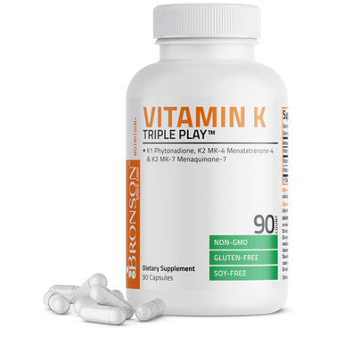 Bronson Vitamin K Triple Play with K1 and K2 - 550 mcg 90 Count