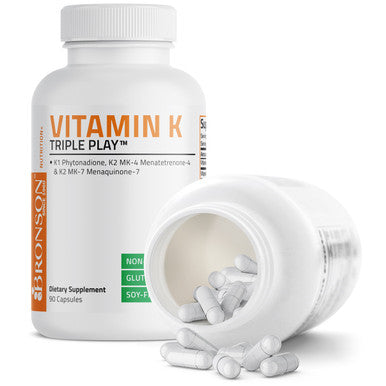 Bronson Vitamin K Triple Play with K1 and K2 - 550 mcg 90 Count