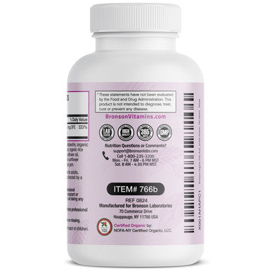 Bronson Folic Acid (Folate) Vegetarian USDA Certified Organic - 800 mcg 180 Count