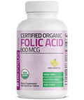Bronson Folic Acid (Folate) Vegetarian USDA Certified Organic - 800 mcg 180 Count