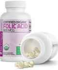 Bronson Folic Acid (Folate) Vegetarian USDA Certified Organic - 800 mcg 360 Count