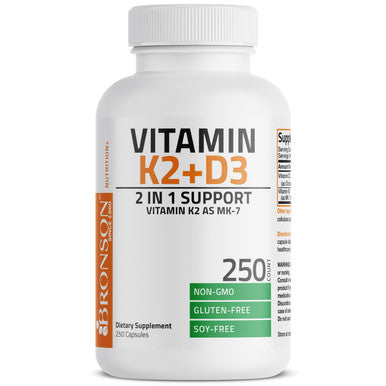 Bronson Vitamin K2 MK-7 Plus Vitamin D3 250 Count
