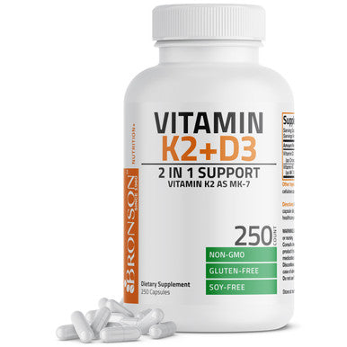 Bronson Vitamin K2 MK-7 Plus Vitamin D3 250 Count