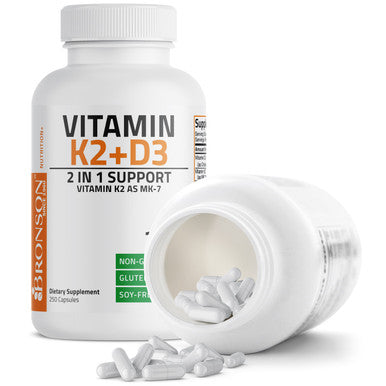 Bronson Vitamin K2 MK-7 Plus Vitamin D3 250 Count