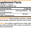 Bronson Vitamin K2 MK-7 Plus Vitamin D3 250 Count
