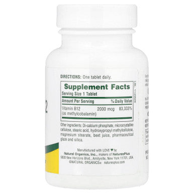 Natures Plus Vitamin B12 2000 Mcg Sustained Release 60 Tablets