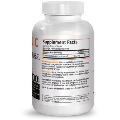 Bronson Vitamin C Ascorbic Acid Sustained Release - 1,000 mg 100 Count