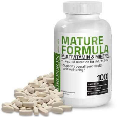 Bronson Mature Formula Once Daily Multivitamin & Mineral for Adults Over 50 100 Count