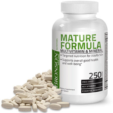 Bronson Mature Formula Once Daily Multivitamin & Mineral for Adults Over 50 250 Count