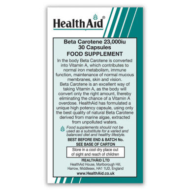 Health Aid Beta-Carotene 23,000iu 30's