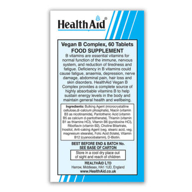 Health Aid Vegan B Complex 60's
