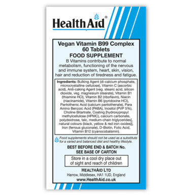 Health Aid Vegan Vitamin B99 Complex 60's