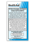 Health Aid Vit B+C Complex 30's
