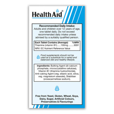 Health Aid Vegan Vitamin B1 100mg 90's