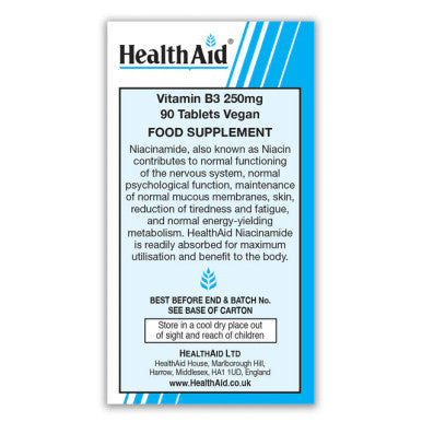 Health Aid Vegan Vitamin B3 250mg 90's