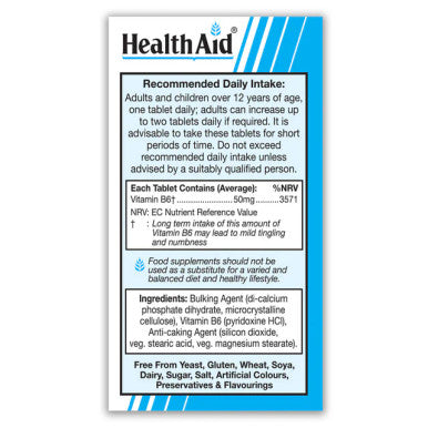 Health Aid Vegan Vitamin B6 50mg 100's