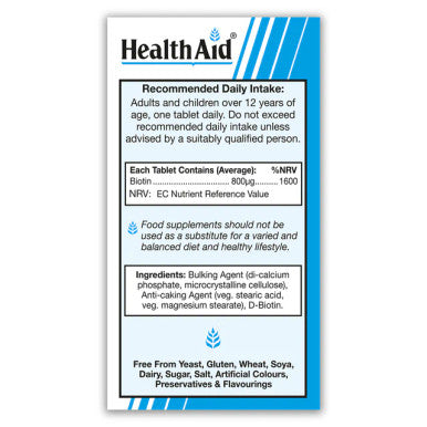 Health Aid Vegan Biotin 800ug 30's