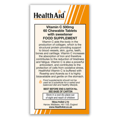 Health Aid Vitamin C 500mg Chewable Orange Flavour
